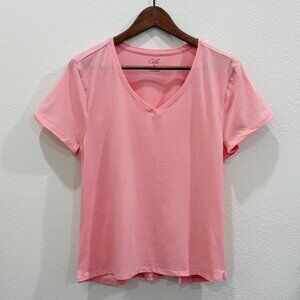 Cielo Peach V-Neck Short Sleeve T-Shirt Cotton Blend Women's XL NWT